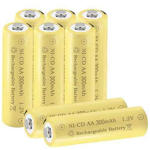 Teneyuuo 1.2 Volt AA 300mAh NI-CD Rechargeable Batteries for Outdoor Solar Decorative Lights, Candles Lights?8-Packs