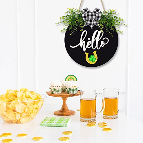 Interchangeable Welcome Sign For Front Door Wooden Seasonal Welcome Sign Rustic Round Hello Sign Front Door Decor Farmhouse 12 Inches With 12Pcs Decorations For Back To School Fall Season Gifts(Black) #TOP2