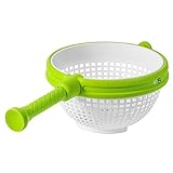 Salad Spinner, All-in-ONE Spinning Colander, Easy-To-Use Salad Spinner, Non-Scratch, Nylon Spinning Colander, Lettuce Spinner, Colander with Collapsible Handle
