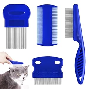 4 Pcs Peigne anti Poux, Peigne à Poux, Peigne Anti Puces pour Chat et Chien, Peigne anti Poux Chien, Brosse anti Puces pour Chat, Brosse anti Puce Chien