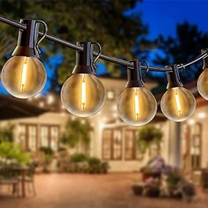 Svater Lichtsnoer voor buiten, G40 30 m lichtketting met gloeilampen met 50 + 2 kunststof onbreekbare lampen, waterdicht…