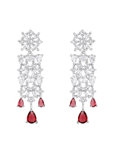 Image of ASMITTA Jewellery Silver American Diamond Necklace Set with Maang Tikka | Traditional Rhodium-Plated CZ Jewellery Sets for Women | Perfect for Bridal Weddings, Festivals & Special Occasions