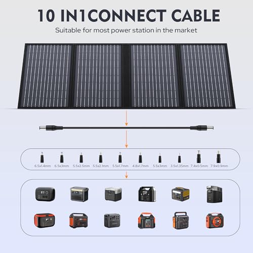 ENGINSTAR 60W Foldable Solar Panel Charger with 18V DC Outlet for Portable Power Stations EnginStar/Jackery/Rockpals/Flashfish, Portable Solar Generator with QC 3.0 for Outdoor Camping Van RV Trip