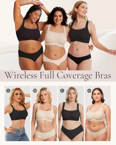 Image of Scalloped Lift Bras for Women No Underwire Buttery Soft Push Up Wireless Bras V Neck Seamless Bralettes