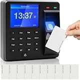 Zeiterfassung für Kleinbetriebe – Innovatives Zeiterfassungsgerät mit Fingerabdruck, Passwort und ID-Karten, Anwesenheitsmaschine für Mitarbeiter Kein Netzwerk Erforderlich mit 10 ID-Karten
