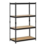Edsal UR364AZ-BLK Steel Storage Rack, 4 Adjustable Shelves with Post Couplers and Plastic End Caps, 3200 lb. Capacity, 60