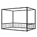 Canopy Floor Bed for Kids – Queen Size, Matte-Black Steel Frame with Safety Fence, Unisex Design for Boys & Girls, Box Spring Required, Quick Assembly (Queen)