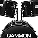 Gammon Percussion Full Size Complete Adult 5-Piece Drum Set with Cymbals, Stands, Stool, and Sticks - Black