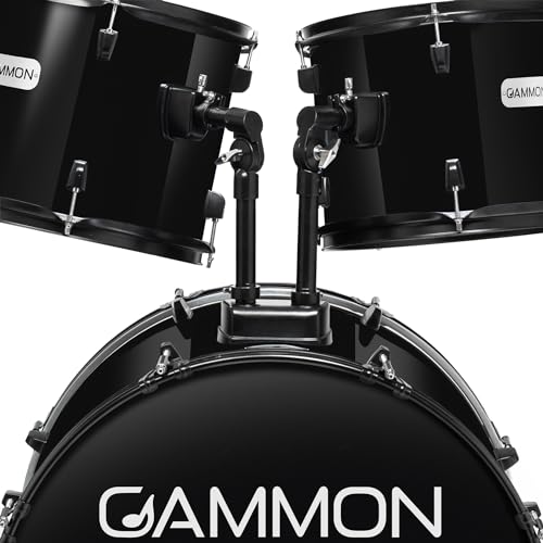 Full Size Complete Adult 5-Piece Drum Set with Cymbals, Stands, Stool, and Sticks - Black