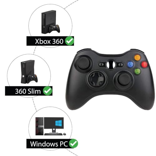 Image of GAMENOPHOBIA 360 Wired Controller for PC & Microsoft 360 Console | High-Performance Gamepad with Ergonomic Grip | Plug & Play | Black