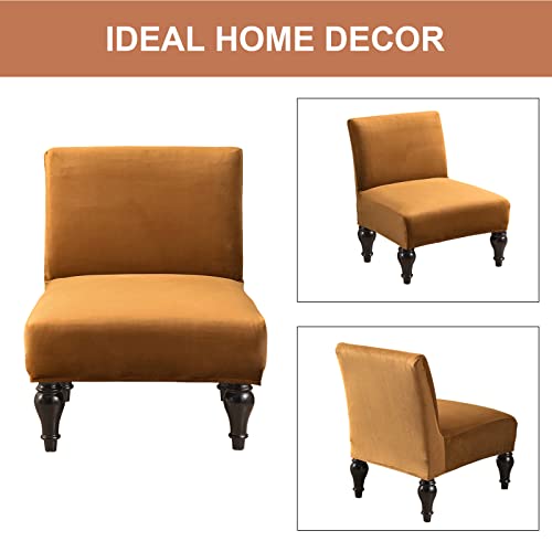 Image of Eco-Ancheng Armless Chair Slipcover Removable Armless Accent Chairs Covers Washable Armless Slipper Chair Slipcover Printed Armless Chair Furniture Protector Covers for Living Dining Room Hotel