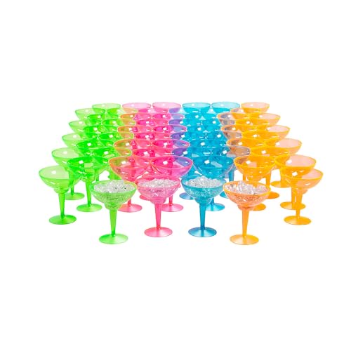 Fun Express Neon Margarita Glass Plastic Assortment Bulk 60 Ct