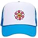iZZYZX Happy Face Sunflower Neon 5 Panel Foam Trucker Hat - White/Blue