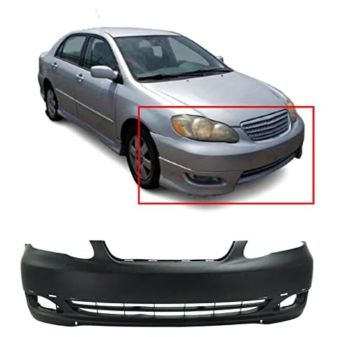 FitParts Compatible with Front Bumper Cover 2005-2008 Toyota Corolla Sedan S XRS Sedan 05-08. New, Primed and Ready for Paint. with Fog Light Holes. TO1000298 521190Z939 2006 2007 Cover