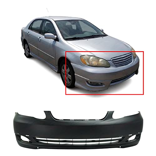 FitParts Compatible With Front Bumper Cover 2005-2008 Toyota Corolla Sedan S XRS Sedan 05-08. New, Primed and Ready for Paint. With Fog Light Holes. TO1000298 521190Z939 2006 2007