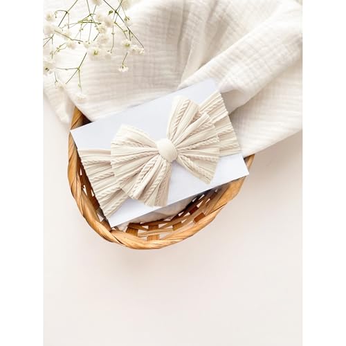 Jesries Baby Headbands and Bows, Handmade Stretchy Nylon Hairbands Hair Bows - Girls Hair Accessories for Newborns, Infants, Toddlers2