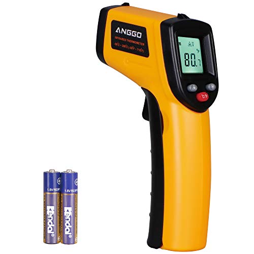 ANGGO Infrared Thermometer, Non-Contact Digital Laser Temperature Gun -58℉～788℉(-50℃～420℃) for Cooking/Air/Refrigerator/Pet (Yellow)