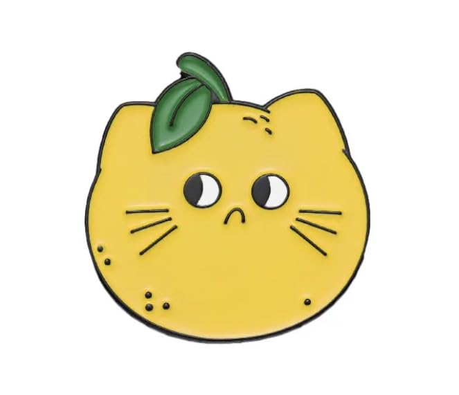 Image of Lemon Cat Pin, Metal Sourpuss Enamel Pin