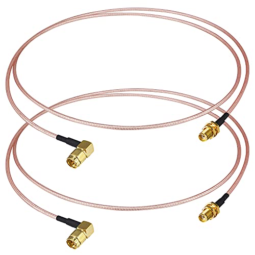 Boobrie Câble Coaxial RG316 SMA Mâle vers Femelle 1M - Extension Antenne avec Connecteur Angle Droit pour Antenne Mobile/WiFi