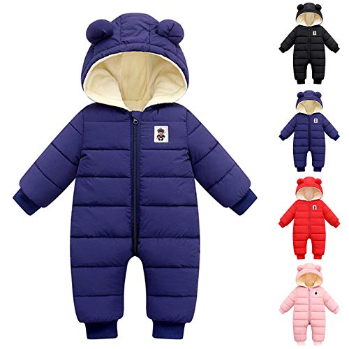 Unisexe Bébé Combinaison de Neige à Capuche Combinaison Manteau d'hiver à Manches Longues Barboteuse Vêtements Veste Épaisse Outwear pour Enfant en Bas Âge Garçon Fille Cover