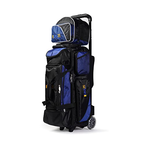 KAZE SPORTS 3 Ball Bowling Roller + 1 Ball Add On Spare Tote (Blue-Black)