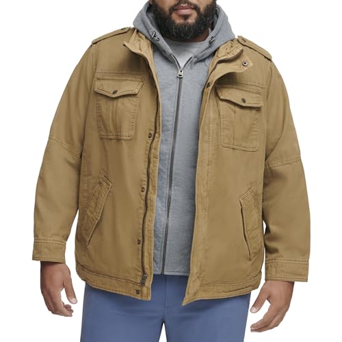 Image of Levi's Men's Washed Cotton Hooded Military Jacket (Regular & Big & Tall Sizes)
