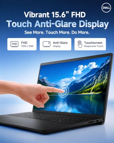 Image of Dell 15.6 inch Touchscreen Laptop, Core i5-1334U, 8GB RAM, 256GB SSD | FHD touch display; 10-core Intel processor; Wi-Fi 6 and numeric keypad for work, study and everyday use