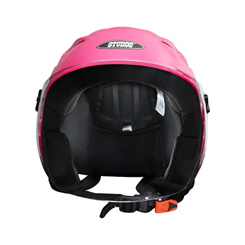 Image of STUDDS RAY Super ISI Certified Open FACE Helmet for Men and Women with D - Ring Lock Dark Pink M