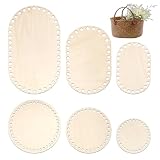 Thinp 6 Stück Korbboden Zum Häkeln, Holzboden für HäkelnKorb Korbboden Set bogig Ovale und Runde Rohlinge für DIY Handtasche Korb Webbedarf Kunsthandwerk Heimdekoration