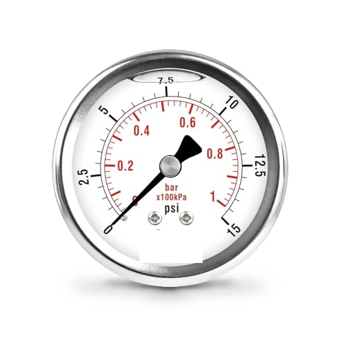 Manomètre de pression en acier inoxydable 2,5 pouces haute précision 0-15 psi arrière