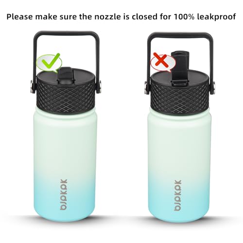 Image of BJPKPK Insulated Water Bottle, 15oz Stainless Steel with Straw Lid