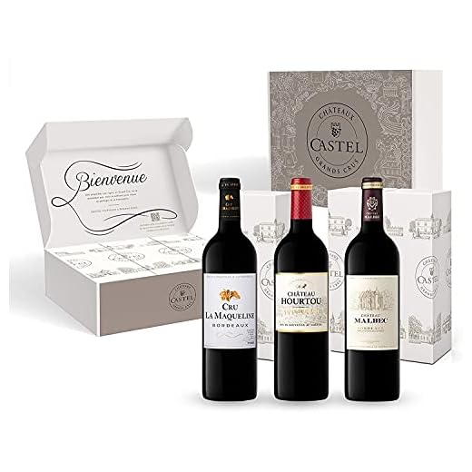 Caja de Regalo - Vino Tinto - Prix Plaisir Vino de Burdeos - Cru la Maqueline - Château Hourtou - Château Malbec - 3 x 75 cl