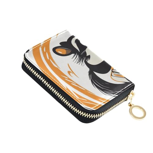 Cartoon Shrunk Music leather mens card holder wallet With 2 cash slot RFID Blocking credit card holder with zipper