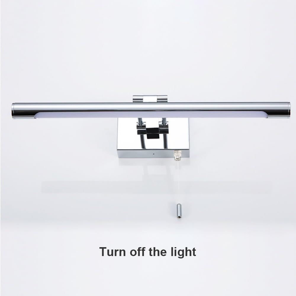 Lampada Specchio Design Moderno, Applique Bagno LED Cromata Barra Lineare con Interruttore a Catena Regolabile Luce per Specchio per Trucco Rasatura(Warm light,60cm/23.62in)