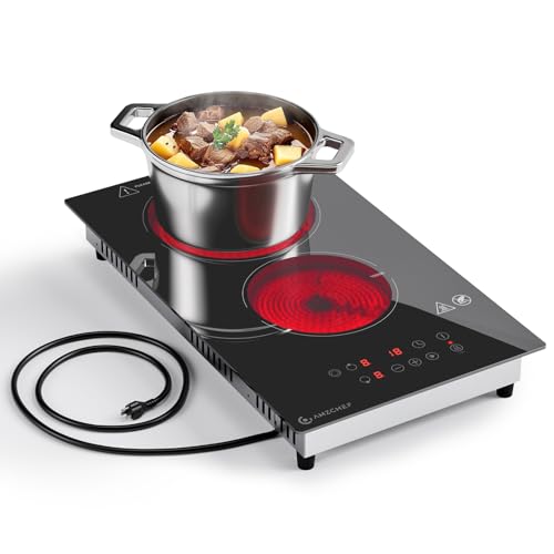 AMZCHEF 2-Burner-Electric-Cooktop-Electric-Stove, 12 inch Plug in Stove Top 110V-120V, 2 Burner Hot...