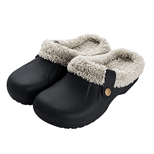 MoneRffi Damen Clogs Herren Warme Plüsch Clogs Wasserdicht Pantoffeln Rutschfeste Garten Clogs Winter Outdoor Gefüttert Hausschuhe Cover
