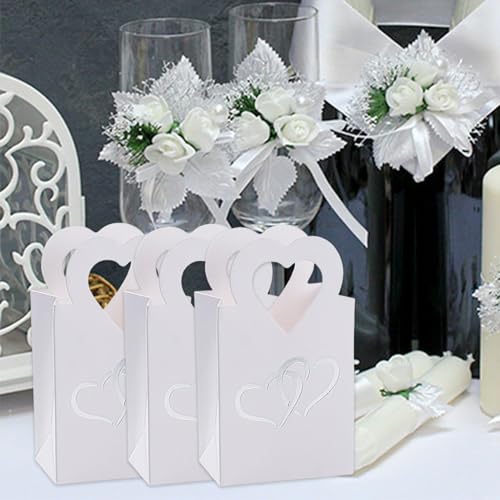 HANIUTTY 30PCS Bolsas de Dulces de Regalo blancas, 6 x 4 x 10 cm Cajitas Regalo Pequeñas Cajas Chuches Bolsas Para Regalos Comunion para fiestas/bodas/chocolates/bolsas de dulces