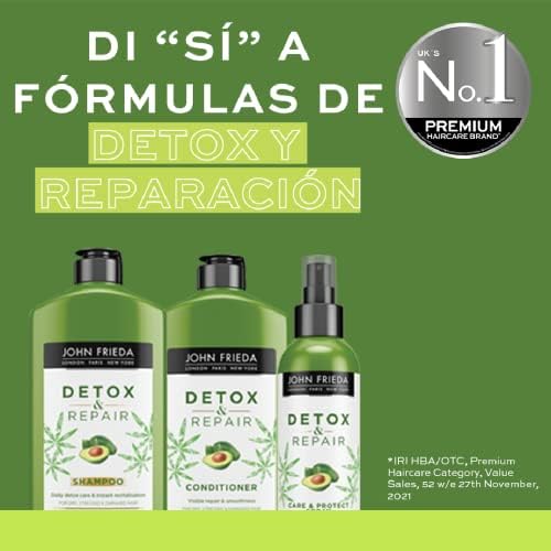John Frieda Detox & Repair Conditioner for Dry, STRESSED & Damaged Hair with Avocado Oil and Green Tea, 250 ml