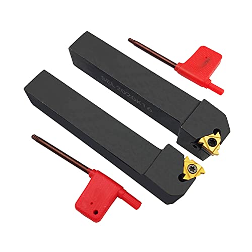 Aszlbym 3/4 Inch Ser2020K16 + Sel2020K16 Cnc Lathe Carbide Indexable Threading Turning Tool Holder With 2Pcs 16Er / Ir Ag60 Bp010 Indexable Carbide Turning Insert Blade + 2 Wrench T15 thumb #1