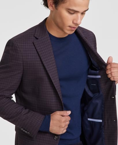 Tommy Hilfiger Mens Modern fit Sport Coat Blazer 42 L Burgundy Purple Check3