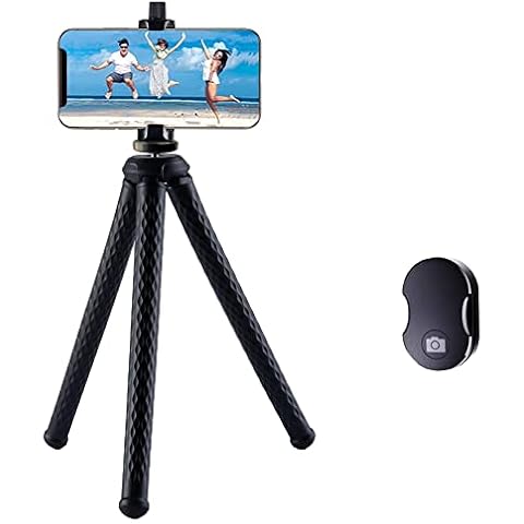 Fugetek Flexible Phone Camera Tripod Stand Holder, with Bluetooth Remote, Compact, Adjustable Legs, Durable Design, Waterproof, GoPro, iPhone XR/XS Max, XS/X, Android Samsung Galaxy, (Black) Cover