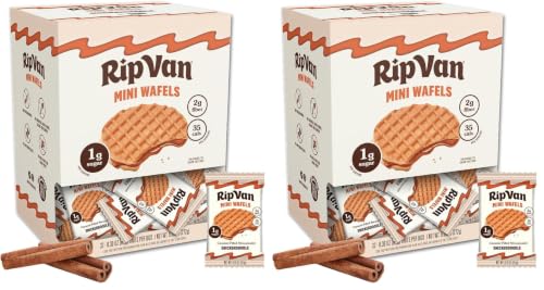 Image of Rip Van Wafels Snickerdoodle Mini Stroopwafels - Low Carb, Low Sugar, Keto Friendly Snacks - Non-GMO, Healthy Office Snack & Breakfast Treat - 64 Pack