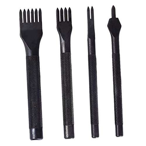 OHPHCALL 4pcs Leather Craft Supplies Craft Supplies DIY Leather Punching Tool Leathercraft Hole Punch Stitching Chisel Kit Black High Carbon Steel