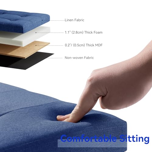 Image of BRIAN & DANY 43 Inches Folding Storage Ottoman Bench, Ottoman with Storage Bench for Bedroom, Living Room, Entryway, Foot Rest with Legs, Blue