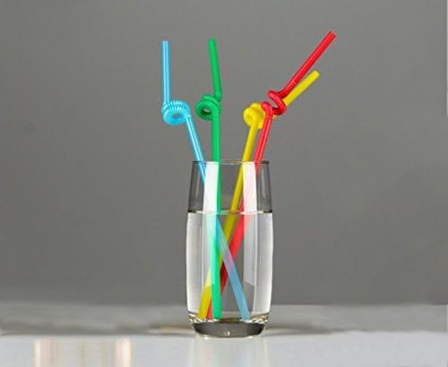 10 Inch Extra Long Colorful Flexible Bendy Party Disposable Drinking Straws,Pack of 100
