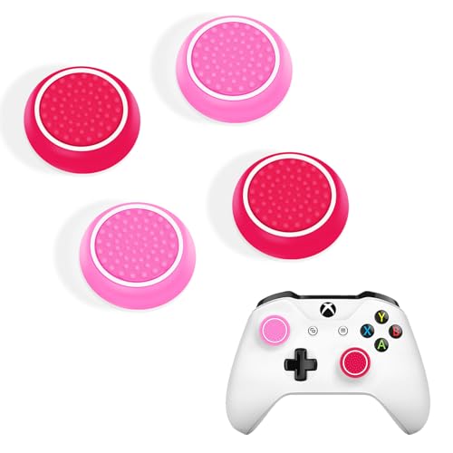 DLseego Thumb Stick Grip Caps for PS4 PS5 Xbox Controller,Silicone 4PCS Thumbstick Grips Dots & Studded Design Joystick Controller Thumb Grip Cap Covers,Pink