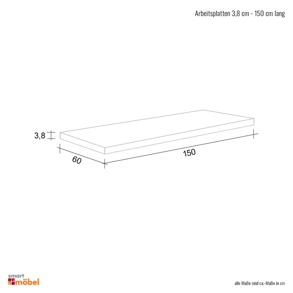 Arbeitsplatte 150 x 60 x 3,8 cm Sonoma Eiche Valencia/Neapel
