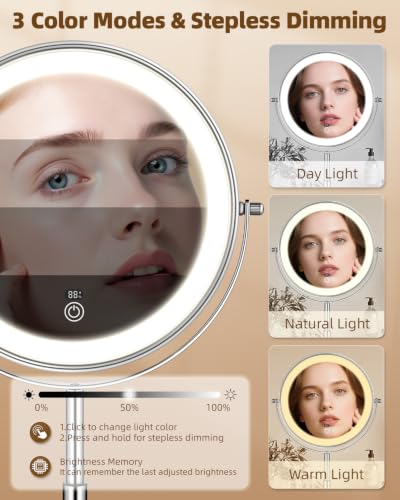 Image of 9 inch Lighted Makeup Mirror with Light,30X Magnifying Height Adjustable Mirror
