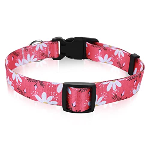 TIESOME Collar de perro suave ajustable, bohemia, floral, multicolor, bonitos patrones para mascotas, pequeñas, medianas y grandes, cachorros, caminar, correr, entrenamiento (rojo M) Cover