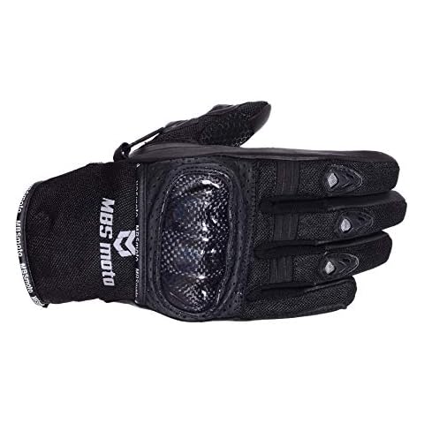 MBSmoto New Summer Short Mesh Leather Fully Vented Carbon Knuckle Motorcycle Bike Touring Glove (M) Cover
